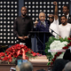 Rev. Al Sharpton (2L) speaks to Stevante Clark (arm raised) during the funeral services for police shooting victim Stephon Clark at Bayside Of South Sacramento Church March 29, 2018 in Sacramento, California.
